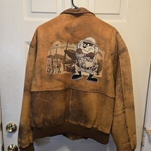 Taz Warner Bros. Studio Store Tasmanian Devil Bomber Jacket leather